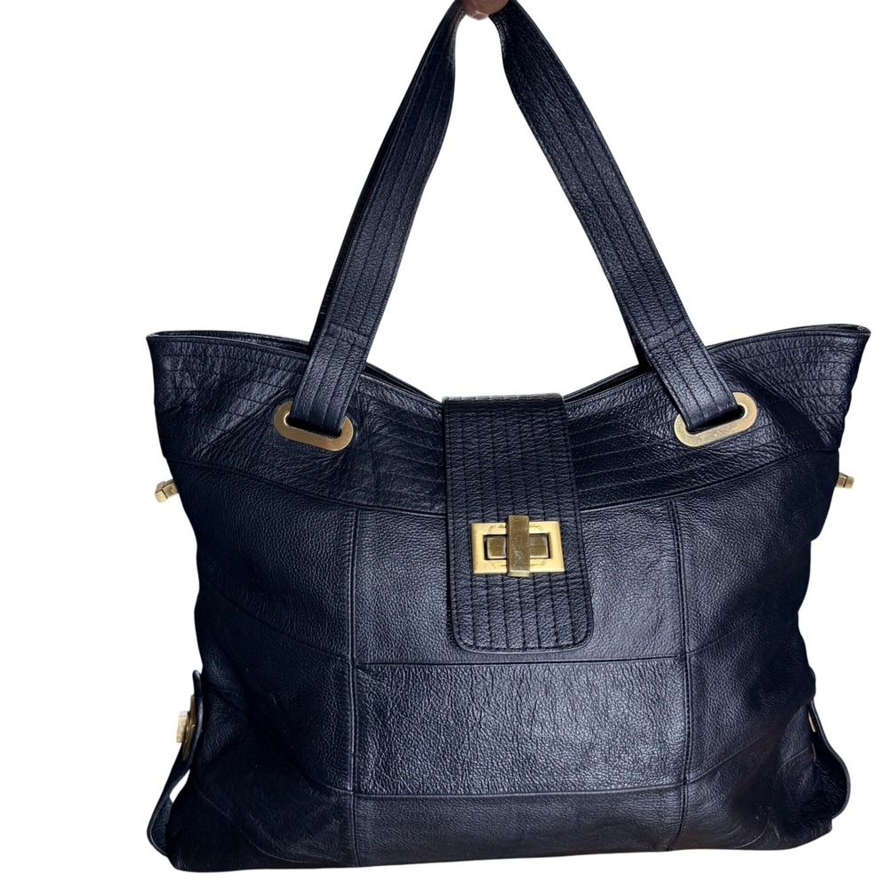 A.P.C. Black Pebbled Leather Structured Tote Shoulder Bag Gold Hardware - Picture 3 of 16